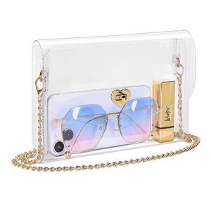 NWT Clear Acrylic Crossbody Bag with Gold Chain